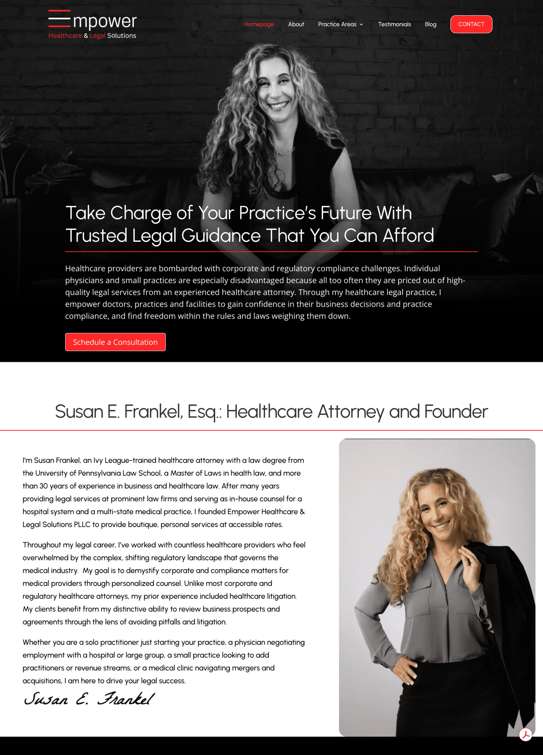 Empower Healthcare and Legal Solutions healthcare law website designed by SnowdriftCO