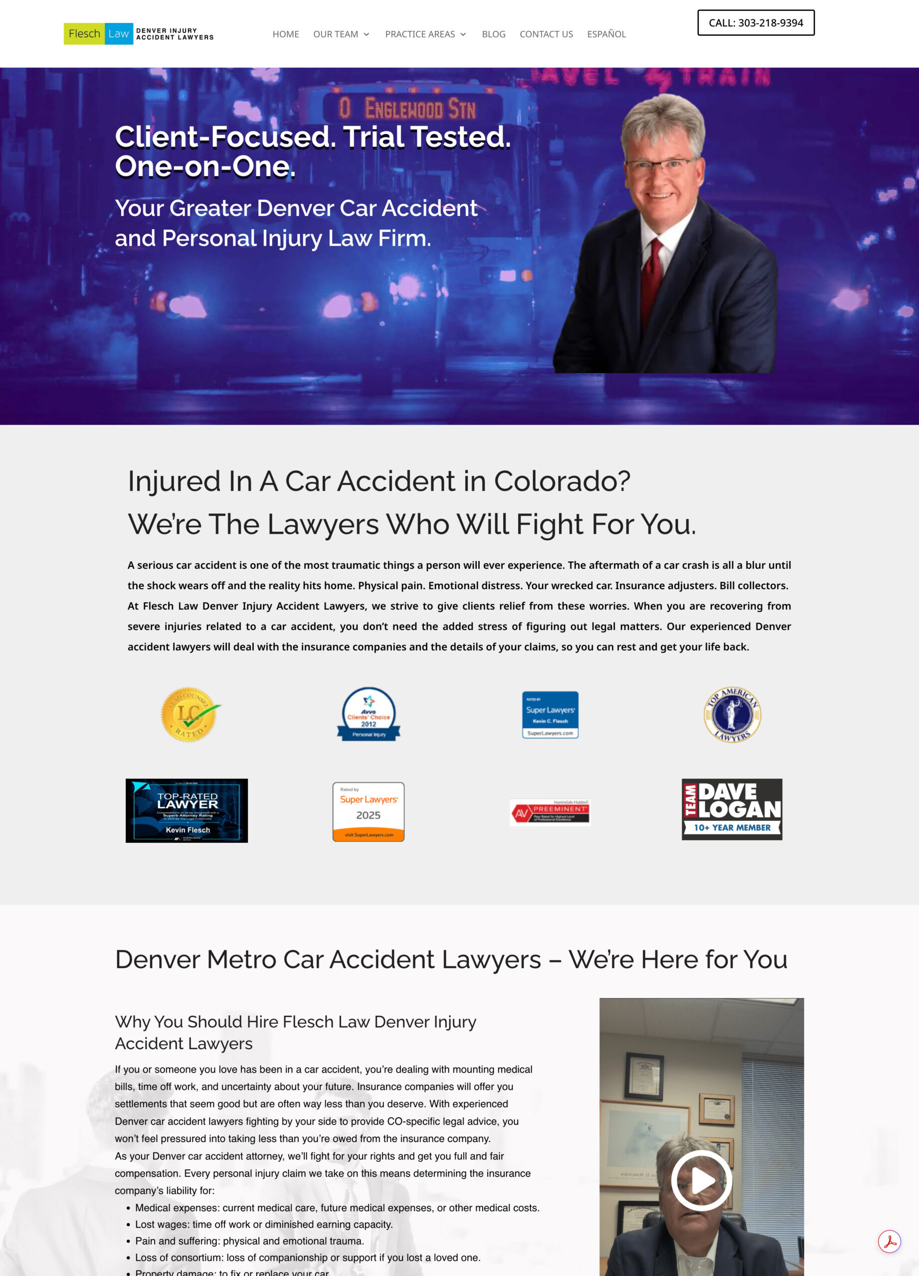 Flesch Law personal injury website designed by SnowdriftCO